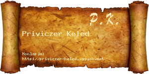 Priviczer Keled névjegykártya